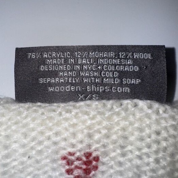 WOODEN SHIP heart design valentines mohair oversized v neck sweater XS - Picture 2 of 5